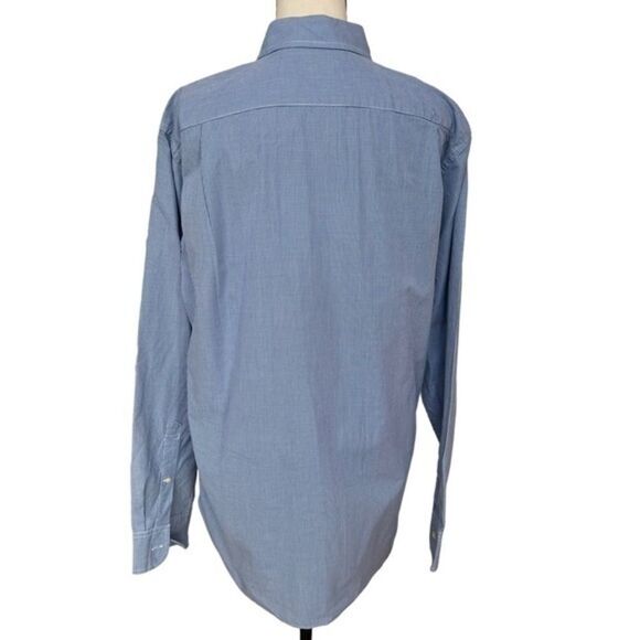 J. Crew 2-ply 100% cotton blue/white button down men’s casual shirt size L - Picture 2 of 6